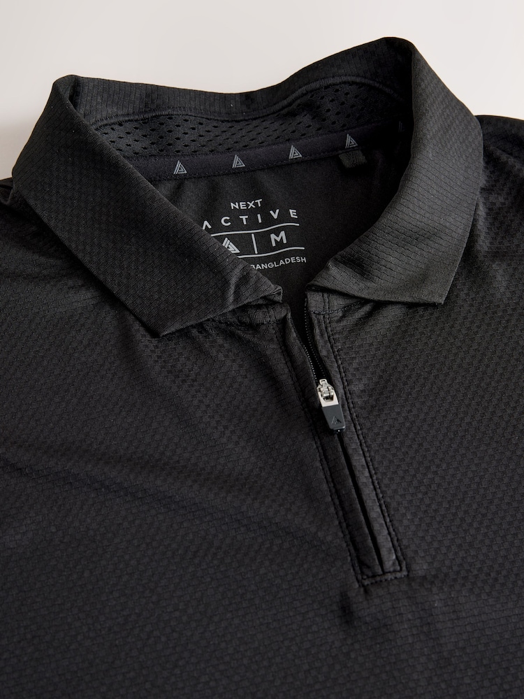 Black Active Golf Textured Training Polo Shirt - Image 3 of 3