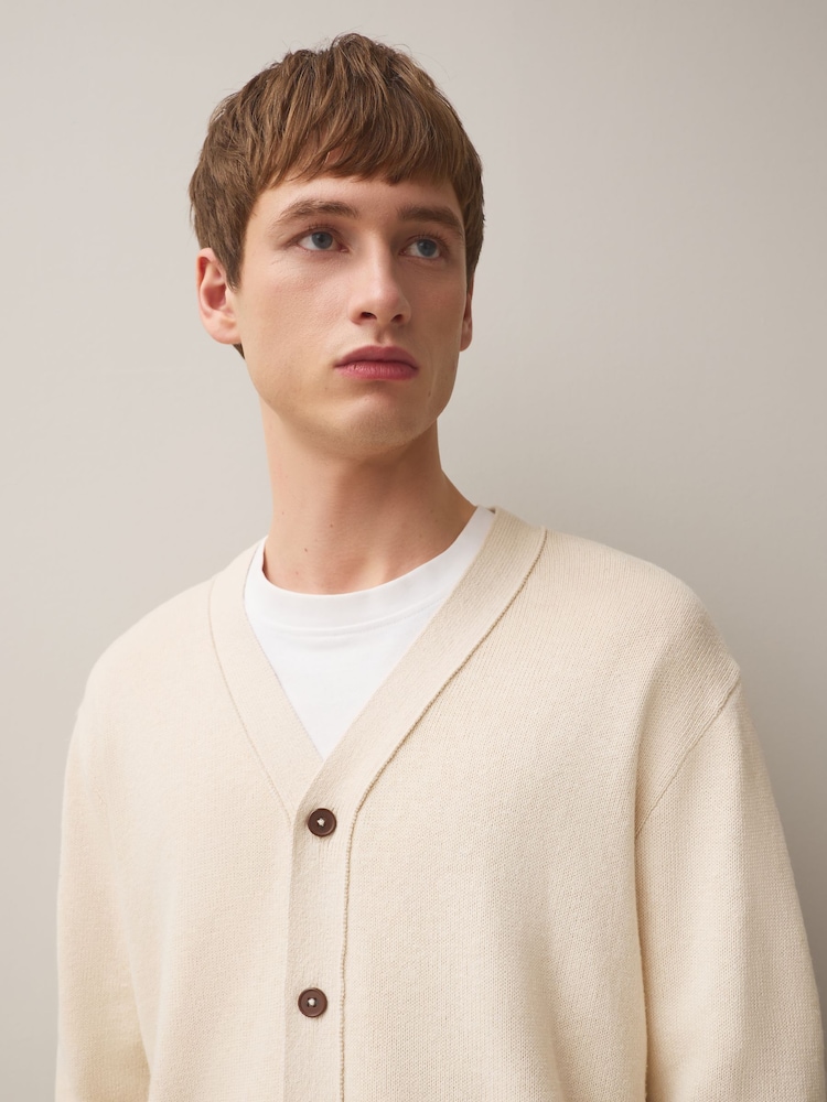 Neutral - Relaxed Fit Linen Rich Cardigan - Bild 4 von 4