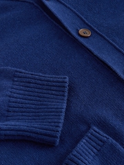 Navy Blue Relaxed Fit Linen Rich Cardigan - Image 7 of 8