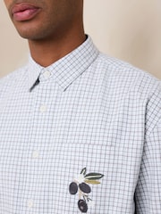 Синий - Embroidered Check Short Sleeve Shirt - Изображение 5 9