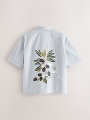 Синий - Embroidered Check Short Sleeve Shirt - Изображение 7 9