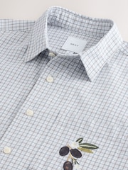 Синий - Embroidered Check Short Sleeve Shirt - Изображение 8 9