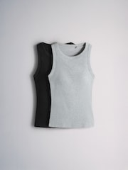 The Set 2 Pack Hidden Support Vests Black/Grey Marl - Image 1 of 5