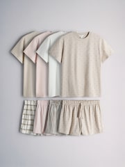 The Set 4 Pack T-Shirt and Short Nightwear Set Multi - Image 1 of 11