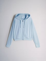 The Set 2 Pack Loopback Zip Up Hoodies Light Blue/Cream - Image 7 of 10