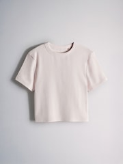 The Set 4 Pack Ribbed Cropped Fitted T-Shirts Charcoal/Blue/Pink/White - Image 2 of 6