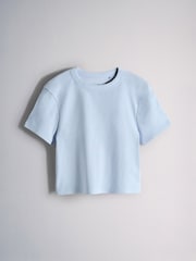 The Set 4 Pack Ribbed Cropped Fitted T-Shirts Charcoal/Blue/Pink/White - Image 4 of 6