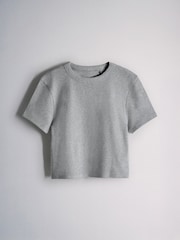 The Set 4 Pack Ribbed Cropped Fitted T-Shirts Charcoal/Blue/Pink/White - Image 5 of 6