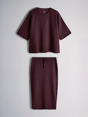 The Set 2 Pack Heavyweight Skirt and T-Shirt Co ord Plum - Image 1 of 5