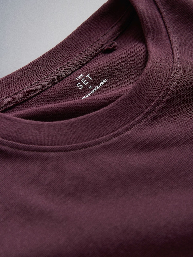 The Set 2 Pack Heavyweight Skirt and T-Shirt Co-Ord Burgundy Plum - Image 6 of 6