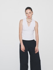 The Set 3 Pack Ribbed Collar Polo Tops Dark Navy/Taupe Brown/White - Image 4 of 6