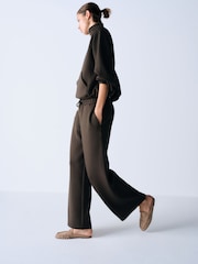 The Set 2 Piece Quarter Zip and Wide Leg Jogger Co Ord Khaki Brown - Image 2 of 5