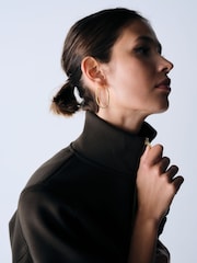 The Set 2 Piece Quarter Zip and Wide Leg Jogger Co Ord Khaki Brown - Image 3 of 5