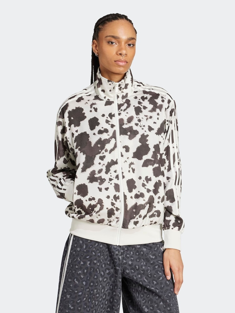 adidas Originals Animal Cow Print Satin Track Top - Image 1 of 6 adidas Originals Animal Cow Print Satin Track Top - Image 1 of 6