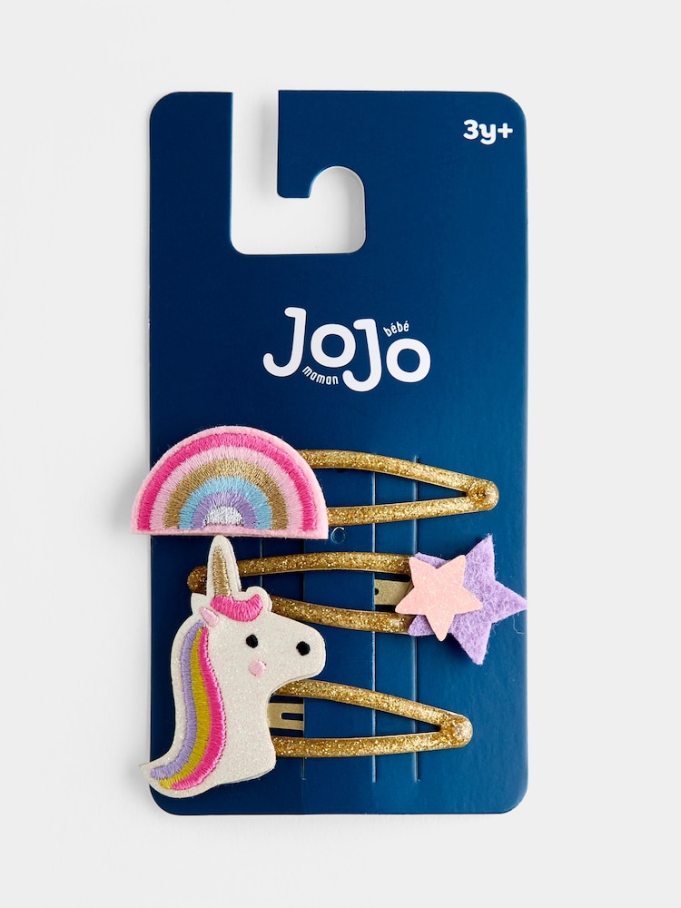 JoJo Maman Bébé Pink Unicorn 3-Pack Clips - Image 1 of 4
