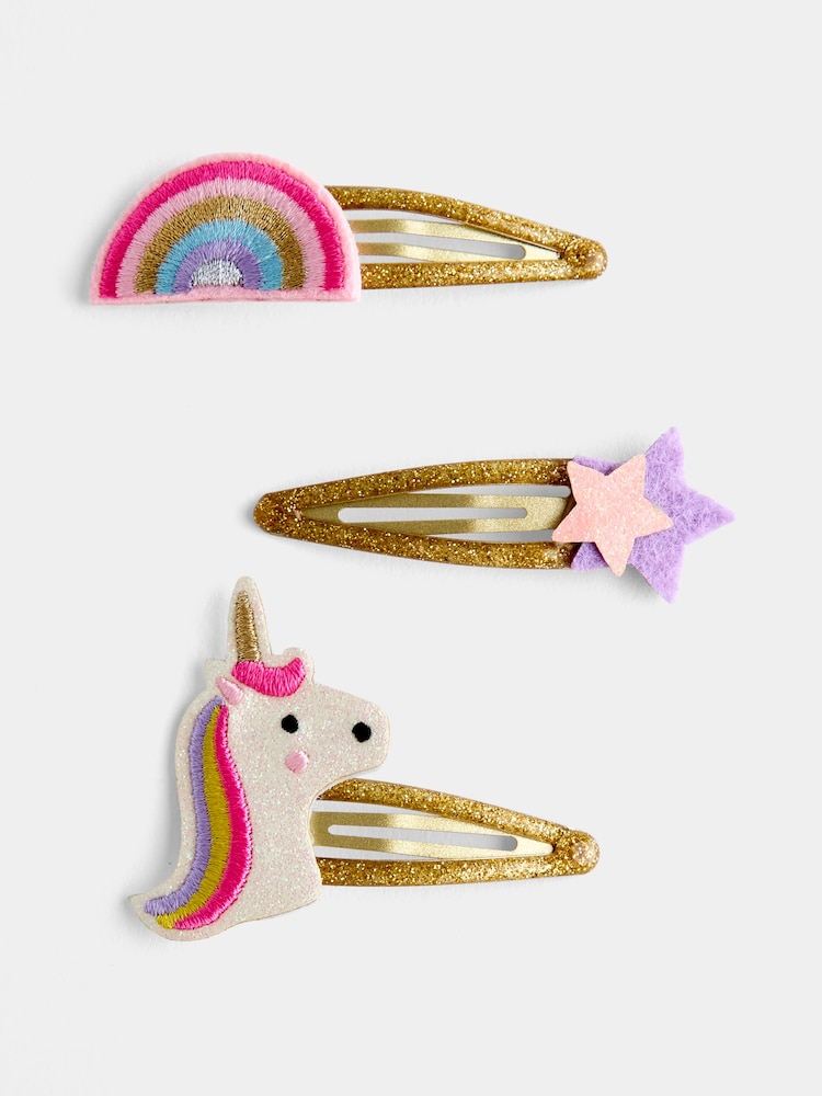 JoJo Maman Bébé Pink Unicorn 3-Pack Clips - Image 2 of 4