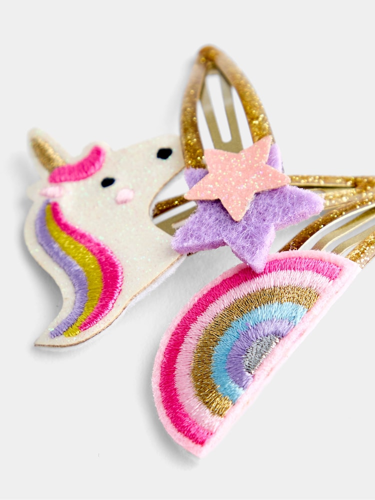 JoJo Maman Bébé Pink Unicorn 3-Pack Clips - Image 4 of 4