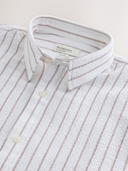 Neutral Regular Fit Seersucker Short Sleeve Smart Shirt - Image 2 of 3