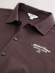Brown Jersey Short Sleeve Textured Collar Shirt - Image 8 of 9