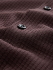 Brown Jersey Short Sleeve Textured Collar Shirt - Image 9 of 9