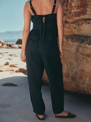 Navy N. Premium 100% Linen Carrot Trousers - Image 2 of 3