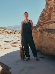 Navy N. Premium 100% Linen Carrot Trousers - Image 3 of 3