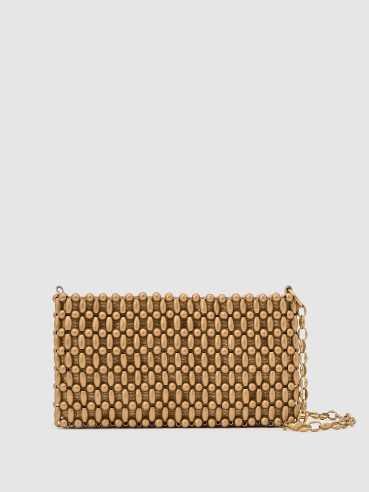 Reiss Gold Beatrix Beaded Shoulder bag - Image 2 of 6