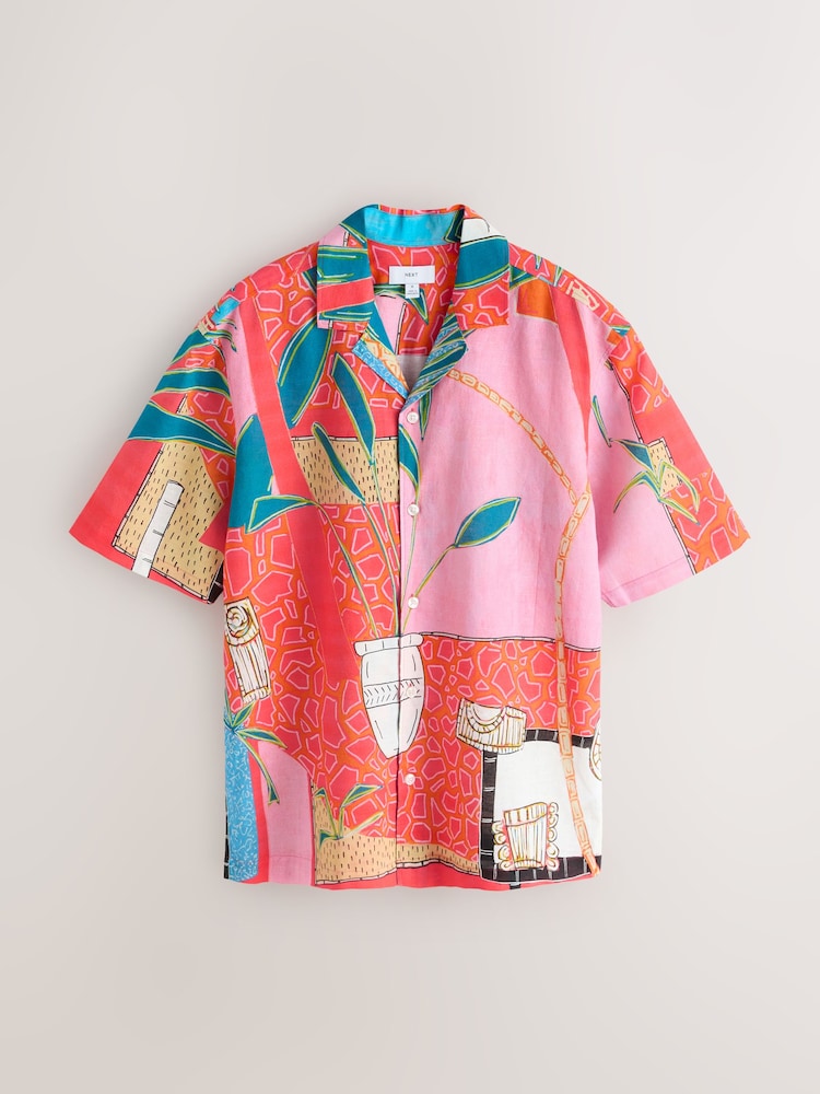 Red Alec Cumming Print Short Sleeve Shirt - Image 1 of 3