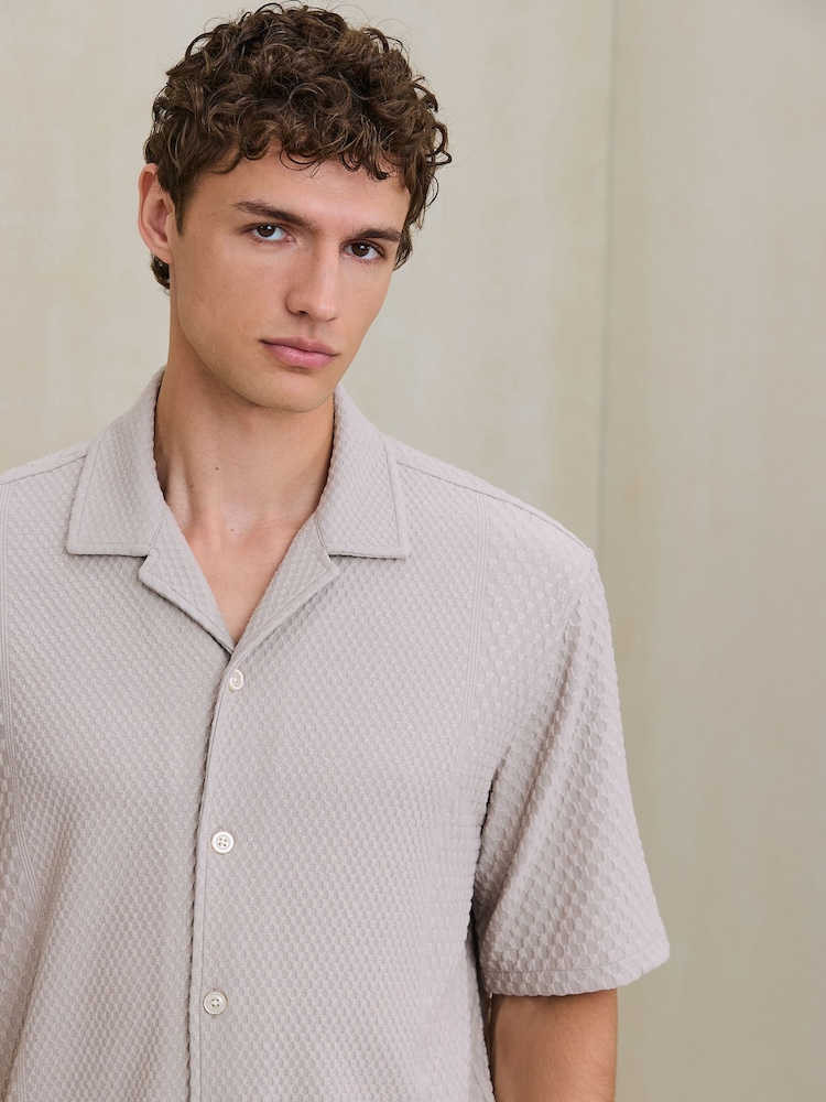 Neutral Jersey Textured Short Sleeve Shirt - Image 1 of 4