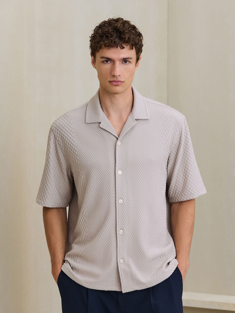 Neutral Jersey Textured Short Sleeve Shirt - Image 4 of 4