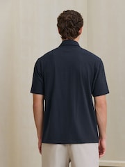 Navy Jersey Textured Short Sleeve Shirt - Image 3 of 7