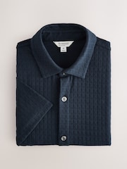 Navy Jersey Textured Short Sleeve Shirt - Image 5 of 7