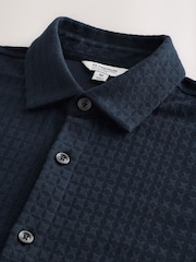 Navy Jersey Textured Short Sleeve Shirt - Image 6 of 7