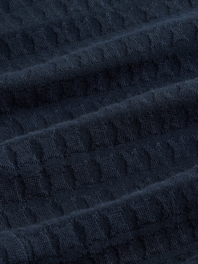 Navy Jersey Textured Short Sleeve Shirt - Image 7 of 7
