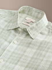 Green Check Short Sleeve Signature 100% Linen Shirt - Image 6 of 7