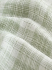Green Check Short Sleeve Signature 100% Linen Shirt - Image 7 of 7