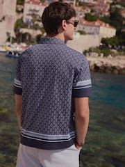 Navy Jersey Geometric Print Shirt - Image 3 of 5