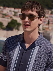 Navy Jersey Geometric Print Shirt - Image 4 of 5