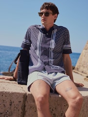 Navy Jersey Geometric Print Shirt - Image 5 of 5