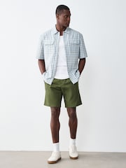 Blue Textured Check Short Sleeve Boxy Shirt - Image 4 of 8