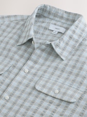 Blue Textured Check Short Sleeve Boxy Shirt - Image 7 of 8