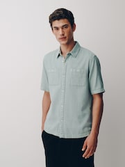 Blue Textured Short Sleeve Shirt - Image 1 of 7