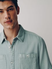 Blue Textured Short Sleeve Shirt - Image 4 of 7