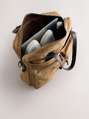 Sand Brown Waxed Canvas Multi Pocket Briefcase - Image 3 of 5