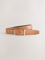 Black / Tan Brown - Faux Leather Reversible Formal Belt - 6의 이미지 2