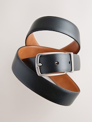 Black / Tan Brown - Faux Leather Reversible Formal Belt - 6의 이미지 4