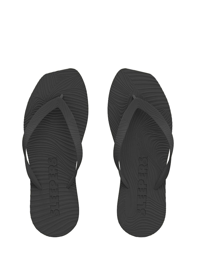 Sleepers Black Tapered Platform Flip Flops - Image 2 of 3 Sleepers Black Tapered Platform Flip Flops - Image 2 of 3