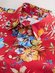 Red Floral Print Short Sleeve Shirt - Image 7 of 8