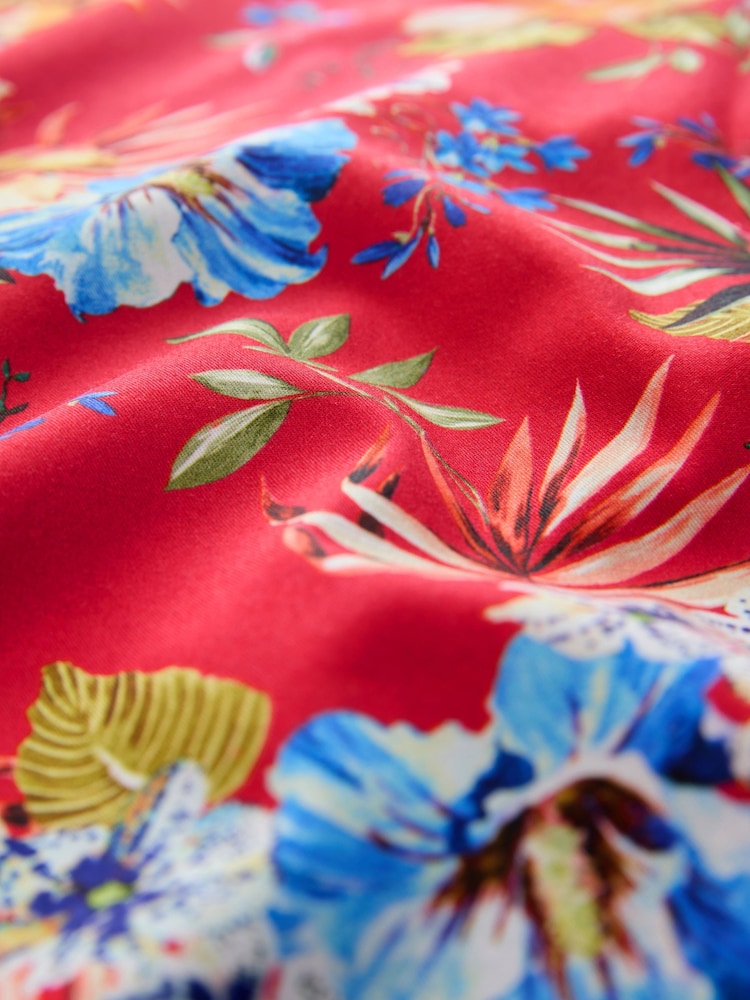 Red Floral Print Short Sleeve Shirt - Image 8 of 8