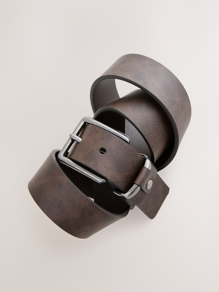 Dark Brown Faux Leather Casual Belt - Image 2 of 3 Dark Brown Faux Leather Casual Belt - Image 2 of 3